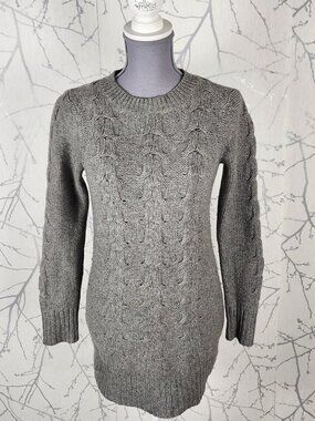 Ca Va De Soi Gray Super Fine Wool Cable Knit Tunic Sweater